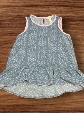 Matilda Jane Abbie Blue and White Tunic Tank Top Size 12